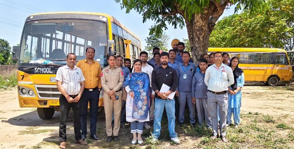 Inspection of school buses under Safe School Vahan Policy Challans issued to 12 school buses